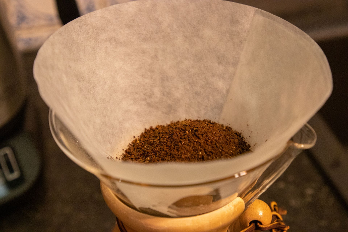 Chemex gemalen koffie verdeling