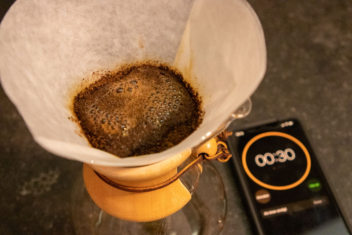 Chemex preinfusie timing