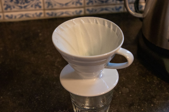 Hario V60 met natte filter