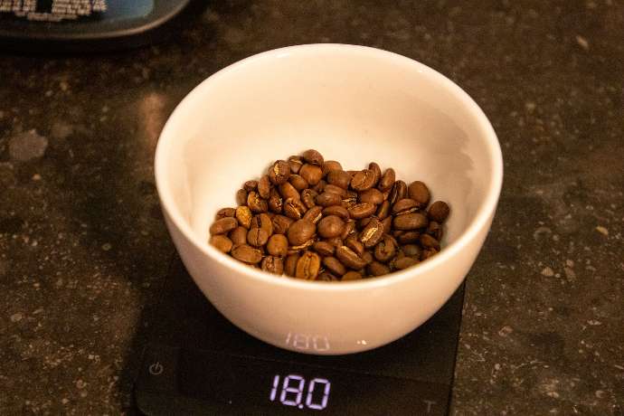 18g koffiebonen voor Aeropress