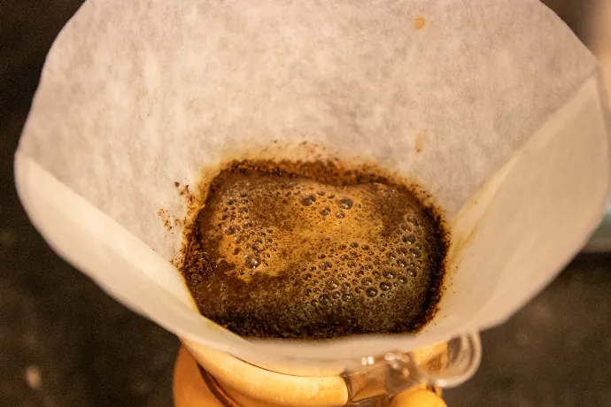 Preinfusie bij de Chemex Preinfusie bij de Chemex