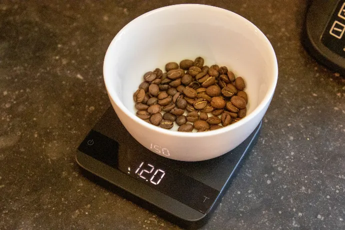 Controle dosering maatschepje Hario V60 Controle dosering maatschepje Hario V60
