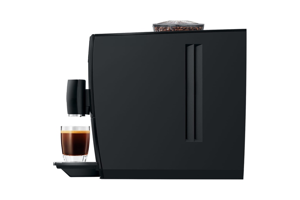Zijkant van de Jura A8 met de koffie-uitloop