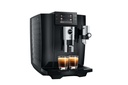 Jura E10 in driekwart, met twee espresso's