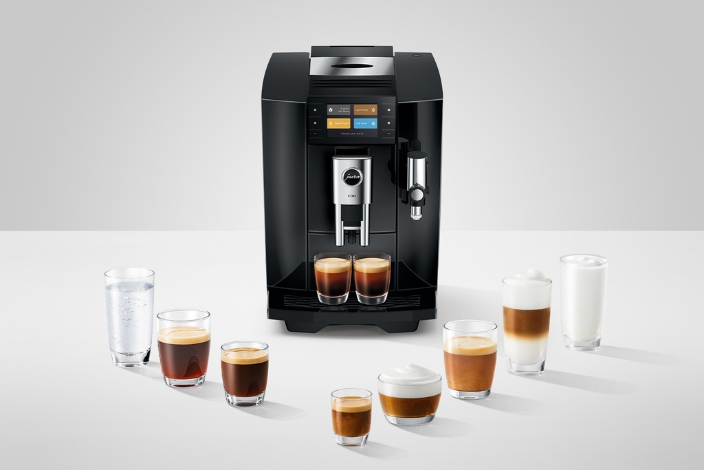 Jura E10 met verschillende warme en koude koffies