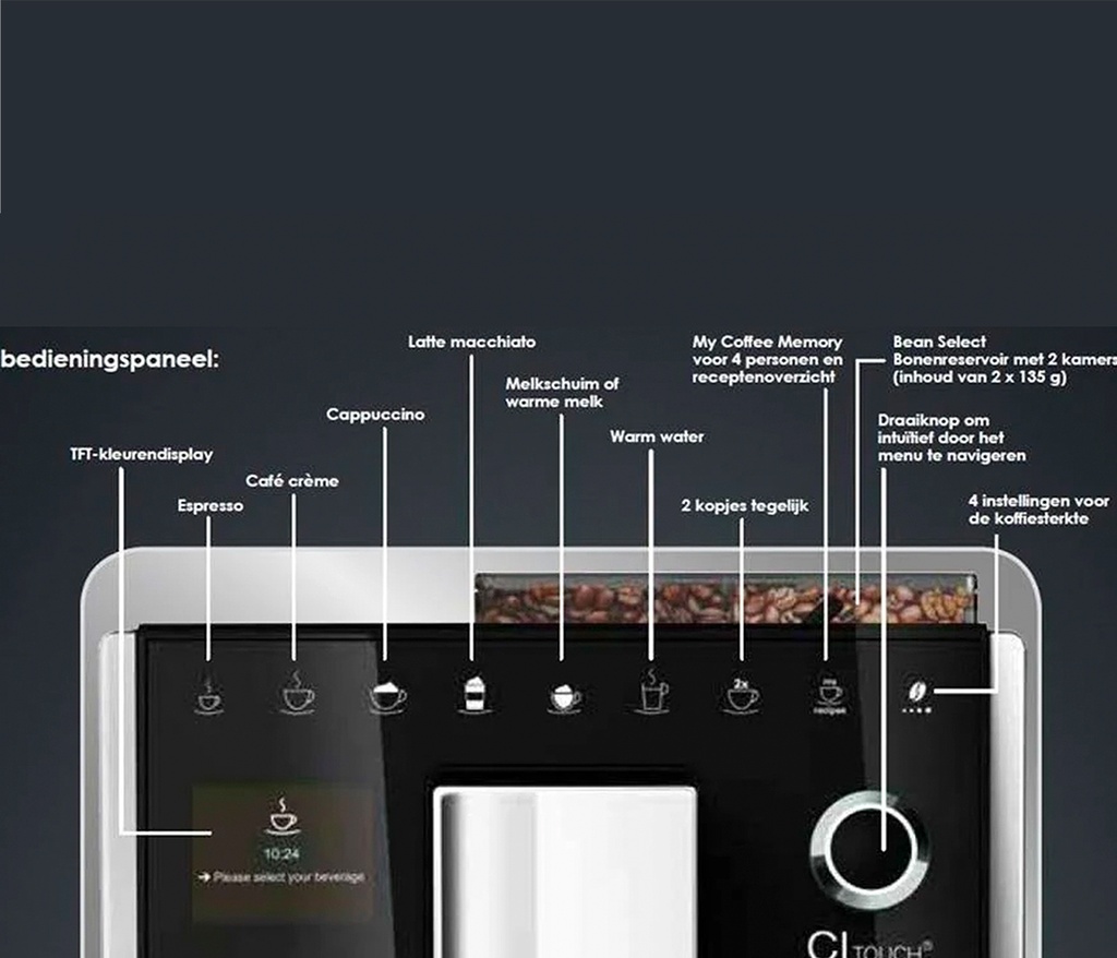 Melitta CI Touch Zwart Menu