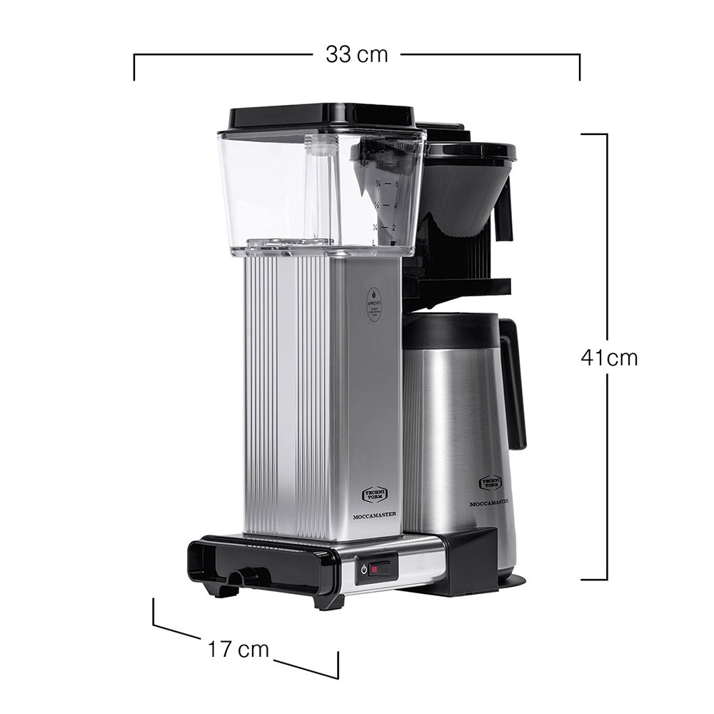 Moccamaster KBGT - Polished Silver - Afmetingen